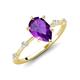 3 - Nuria 1.26 ctw Pear Shape Amethyst  (9X6 mm) accented Natural Diamonds Engagement Ring 