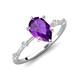 3 - Nuria 1.26 ctw Pear Shape Amethyst  (9X6 mm) accented Natural Diamonds Engagement Ring 