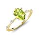 3 - Nuria 1.61 ctw Pear Shape Peridot  (9X6 mm) accented Natural Diamonds Engagement Ring 