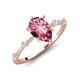 3 - Nuria 1.61 ctw Pear Shape Pink Tourmaline  (9X6 mm) accented Natural Diamonds Engagement Ring 