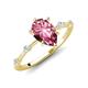 3 - Nuria 1.61 ctw Pear Shape Pink Tourmaline  (9X6 mm) accented Natural Diamonds Engagement Ring 