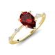 3 - Nuria 1.71 ctw Pear Shape Red Garnet  (9X6 mm) accented Natural Diamonds Engagement Ring 