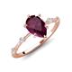 3 - Nuria 1.56 ctw Pear Shape Rhodolite Garnet  (9X6 mm) accented Natural Diamonds Engagement Ring 