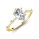 3 - Nuria 1.41 ctw Pear Shape Moissanite  (9X6 mm) accented Natural Diamonds Engagement Ring 