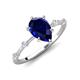 3 - Nuria 1.74 ctw Pear Shape Created Blue Sapphire  (9X6 mm) accented Natural Diamonds Engagement Ring 