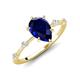 3 - Nuria 1.74 ctw Pear Shape Created Blue Sapphire  (9X6 mm) accented Natural Diamonds Engagement Ring 