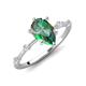 3 - Nuria 1.74 ctw Pear Shape Created Alexandrite  (9X6 mm) accented Natural Diamonds Engagement Ring 