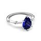 5 - Nuria 1.74 ctw Pear Shape Created Blue Sapphire  (9X6 mm) accented Natural Diamonds Engagement Ring 