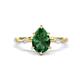 1 - Nuria 1.21 ctw Pear Shape Created Emerald  (9X6 mm) accented Natural Diamonds Engagement Ring 