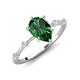 3 - Nuria 1.21 ctw Pear Shape Created Emerald  (9X6 mm) accented Natural Diamonds Engagement Ring 