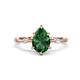 1 - Nuria 1.21 ctw Pear Shape Created Emerald  (9X6 mm) accented Natural Diamonds Engagement Ring 