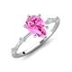 3 - Nuria 1.61 ctw Pear Shape Created Pink Sapphire  (9X6 mm) accented Natural Diamonds Engagement Ring 