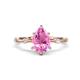 1 - Nuria 1.61 ctw Pear Shape Created Pink Sapphire  (9X6 mm) accented Natural Diamonds Engagement Ring 