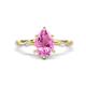 1 - Nuria 1.61 ctw Pear Shape Created Pink Sapphire  (9X6 mm) accented Natural Diamonds Engagement Ring 