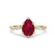 1 - Nuria 1.74 ctw Pear Shape Created Ruby  (9X6 mm) accented Natural Diamonds Engagement Ring 