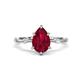 1 - Nuria 1.74 ctw Pear Shape Created Ruby  (9X6 mm) accented Natural Diamonds Engagement Ring 