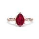 1 - Nuria 1.74 ctw Pear Shape Created Ruby  (9X6 mm) accented Natural Diamonds Engagement Ring 