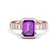 1 - Dionne 2.85 ctw Emerald Shape Amethyst (9 X 7 mm) accented Baguette Shape Lab Grown Diamonds Engagement Ring 