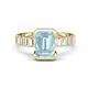 1 - Dionne 2.60 ctw Emerald Shape Aquamarine (9 X 7 mm) accented Baguette Shape Lab Grown Diamonds Engagement Ring 
