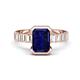 1 - Dionne 3.10 ctw Emerald Shape Created Blue Sapphire (9 X 7 mm) accented Baguette Shape Lab Grown Diamonds Engagement Ring 