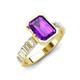 3 - Dionne 2.85 ctw Emerald Shape Amethyst (9 X 7 mm) accented Baguette Shape Lab Grown Diamonds Engagement Ring 