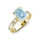 3 - Dionne 2.60 ctw Emerald Shape Aquamarine (9 X 7 mm) accented Baguette Shape Lab Grown Diamonds Engagement Ring 