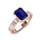 3 - Dionne 3.10 ctw Emerald Shape Created Blue Sapphire (9 X 7 mm) accented Baguette Shape Lab Grown Diamonds Engagement Ring 