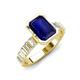 3 - Dionne 3.10 ctw Emerald Shape Created Blue Sapphire (9 X 7 mm) accented Baguette Shape Lab Grown Diamonds Engagement Ring 