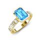 3 - Dionne 3.60 ctw Emerald Shape Blue Topaz (9 X 7 mm) accented Baguette Shape Lab Grown Diamonds Engagement Ring 