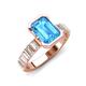 3 - Dionne 3.60 ctw Emerald Shape Blue Topaz (9 X 7 mm) accented Baguette Shape Lab Grown Diamonds Engagement Ring 