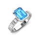 3 - Dionne 3.60 ctw Emerald Shape Blue Topaz (9 X 7 mm) accented Baguette Shape Lab Grown Diamonds Engagement Ring 