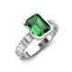 3 - Dionne 2.50 ctw Emerald Shape Created Emerald (9 X 7 mm) accented Baguette Shape Lab Grown Diamonds Engagement Ring 