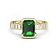1 - Dionne 2.50 ctw Emerald Shape Created Emerald (9 X 7 mm) accented Baguette Shape Lab Grown Diamonds Engagement Ring 