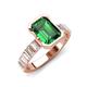3 - Dionne 2.50 ctw Emerald Shape Created Emerald (9 X 7 mm) accented Baguette Shape Lab Grown Diamonds Engagement Ring 