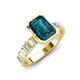 3 - Dionne 3.60 ctw Emerald Shape London Blue Topaz (9 X 7 mm) accented Baguette Shape Lab Grown Diamonds Engagement Ring 