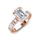 3 - Dionne 2.40 ctw Emerald Shape Moissanite (9 X 7 mm) accented Baguette Shape Lab Grown Diamonds Engagement Ring 