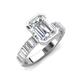 3 - Dionne 2.40 ctw Emerald Shape Moissanite (9 X 7 mm) accented Baguette Shape Lab Grown Diamonds Engagement Ring 