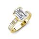 3 - Dionne 2.40 ctw Emerald Shape Moissanite (9 X 7 mm) accented Baguette Shape Lab Grown Diamonds Engagement Ring 