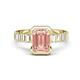 1 - Dionne 2.85 ctw Emerald Shape Morganite (9 X 7 mm) accented Baguette Shape Lab Grown Diamonds Engagement Ring 