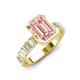 3 - Dionne 2.85 ctw Emerald Shape Morganite (9 X 7 mm) accented Baguette Shape Lab Grown Diamonds Engagement Ring 