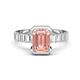 1 - Dionne 2.85 ctw Emerald Shape Morganite (9 X 7 mm) accented Baguette Shape Lab Grown Diamonds Engagement Ring 