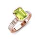 3 - Dionne 3.05 ctw Emerald Shape Peridot (9 X 7 mm) accented Baguette Shape Lab Grown Diamonds Engagement Ring 