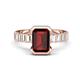 1 - Dionne 3.60 ctw Emerald Shape Red Garnet (9 X 7 mm) accented Baguette Shape Lab Grown Diamonds Engagement Ring 