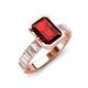 3 - Dionne 3.60 ctw Emerald Shape Red Garnet (9 X 7 mm) accented Baguette Shape Lab Grown Diamonds Engagement Ring 