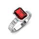 3 - Dionne 3.60 ctw Emerald Shape Red Garnet (9 X 7 mm) accented Baguette Shape Lab Grown Diamonds Engagement Ring 