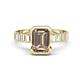 1 - Dionne 2.85 ctw Emerald Shape Smoky Quartz (9 X 7 mm) accented Baguette Shape Lab Grown Diamonds Engagement Ring 