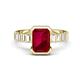 1 - Dionne 3.30 ctw Emerald Shape Created Ruby (9 X 7 mm) accented Baguette Shape Lab Grown Diamonds Engagement Ring 