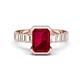 1 - Dionne 3.30 ctw Emerald Shape Created Ruby (9 X 7 mm) accented Baguette Shape Lab Grown Diamonds Engagement Ring 
