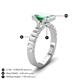 4 - Dionne 3.56 ctw Emerald Shape Created Alexandrite (9 X 7 mm) accented Baguette Shape Lab Grown Diamonds Engagement Ring 
