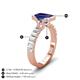4 - Dionne 3.10 ctw Emerald Shape Created Blue Sapphire (9 X 7 mm) accented Baguette Shape Lab Grown Diamonds Engagement Ring 